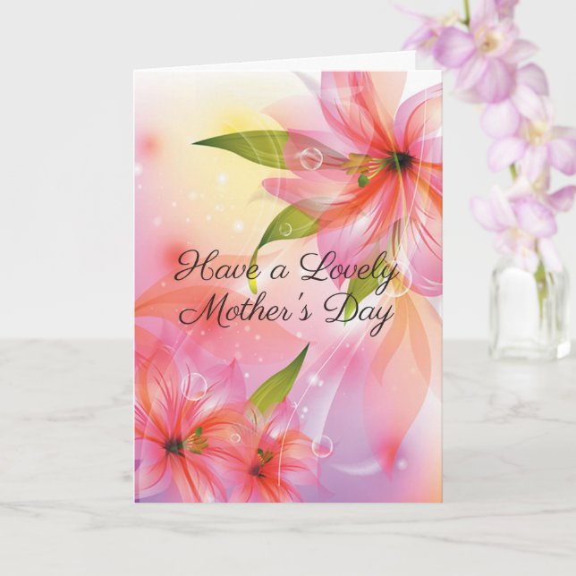 Tarjeta Mamá floral rosada Hibiscus, precioso día de la ma (Orquídea)