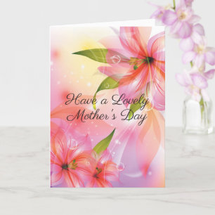 Tarjeta Mamá floral rosada Hibiscus, precioso día de la ma