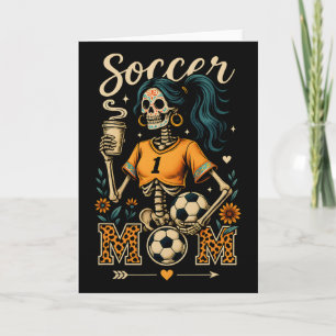 Tarjeta Mamá Futbolista Esqueleto Café Leopardo Estilo Vin