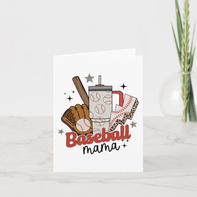 Tarjeta Mama Game Day Vibes Día de la Madre Mujeres Béisbo (Anverso)