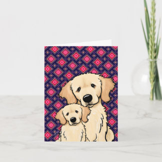 Tarjeta Mamá Golden Retriever y cachorro