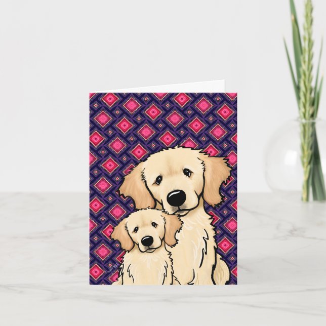 Tarjeta Mamá Golden Retriever y cachorro (Anverso)