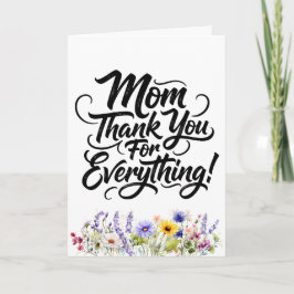 Tarjeta Mamá Gracias Por Todo Acuarela Flor Silvestre