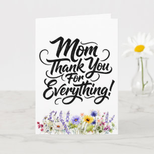 Tarjeta Mamá Gracias Por Todo Acuarela Flor Silvestre
