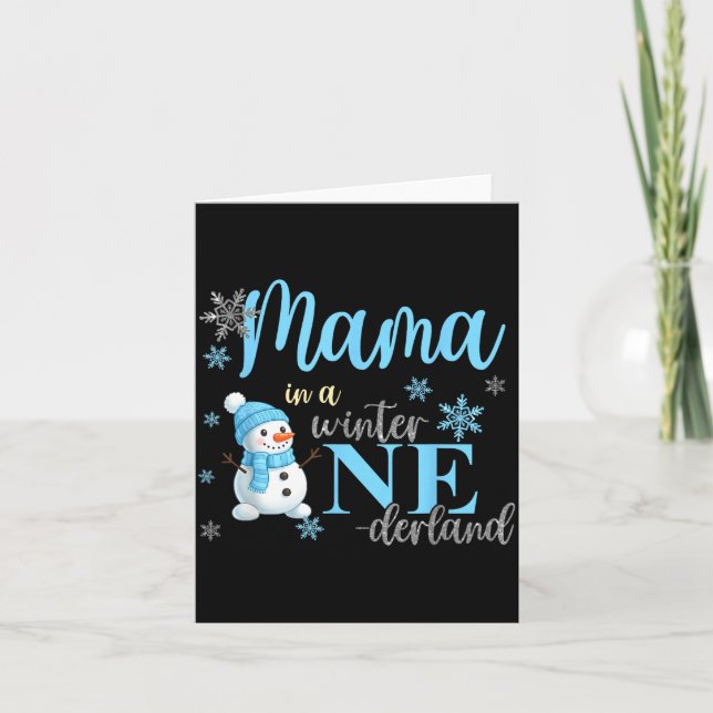 Tarjeta Mama In A Winter Onederland Birthday Boy Girl Cute (Anverso)