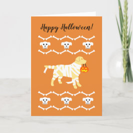 Tarjeta Mamá labradora amarilla de Halloween