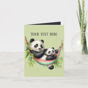 Tarjeta Mamá linda y osito panda bebé 