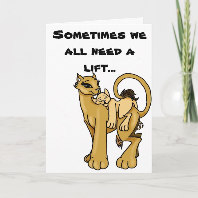 Tarjeta Mamá Lion y Cub soñoliento consigue pronto la (Anverso)