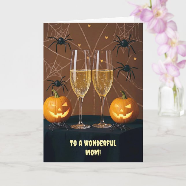 Tarjeta Mamá Madre Feliz Halloween Champagne Cut (Orquídea)