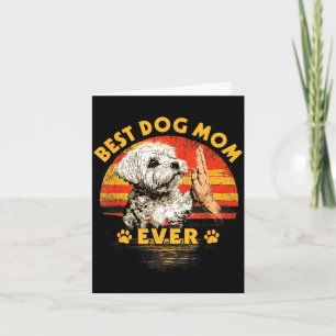Tarjeta Mamá maltesa puesta de sol retro divertido perro d