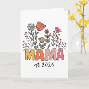 Tarjeta Mamá Mama Est 2026 Embarazo Floral Personalizado