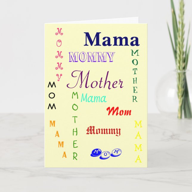 Tarjeta Mamá, mamá, madre, mamá (Anverso)