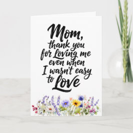 Tarjeta Mamá me ama incluso cuando acuarela flor silvestre