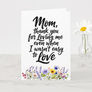 Tarjeta Mamá me ama incluso cuando acuarela flor silvestre