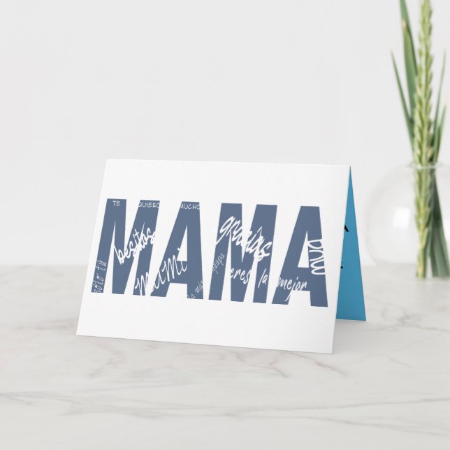 Tarjeta MAMA. Mensajes dentro de las letras. (Anverso)