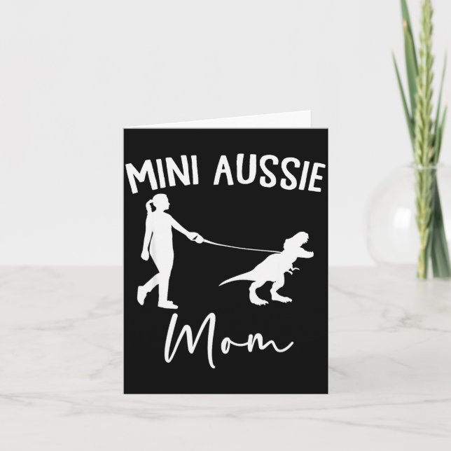 Tarjeta Mamá Mini Aussie Pastor Australiano Dinosaurio M (Anverso)