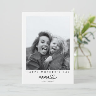Tarjeta Mama Minimalista Caligrafía Feliz Foto de Madre
