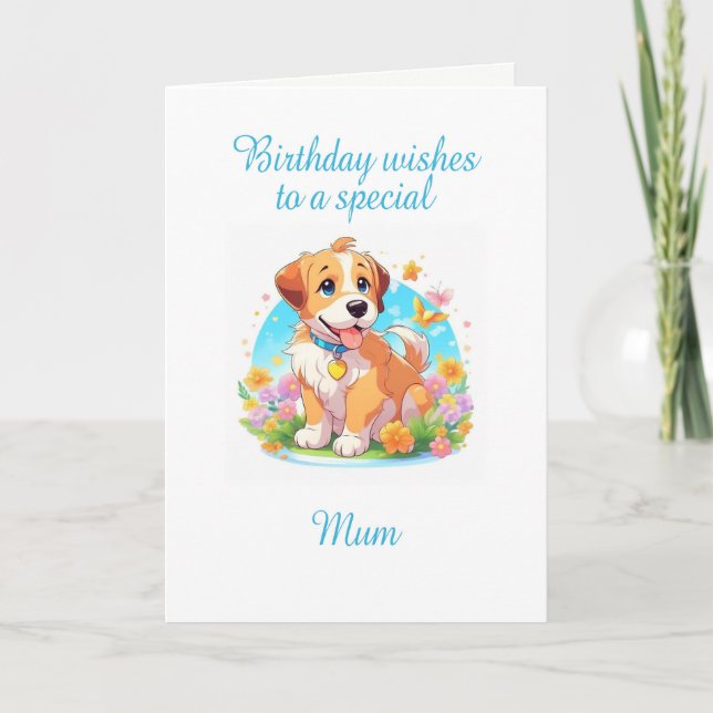 Tarjeta Mamá Nacimiento Cachorro Perro (Anverso)