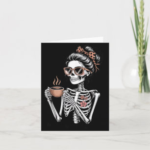 Tarjeta Mamá Necesita Café Esqueleto Divertido Halloween C