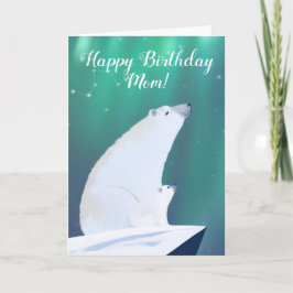 Tarjeta Mamá oso y su cachorro mirando las estrellas