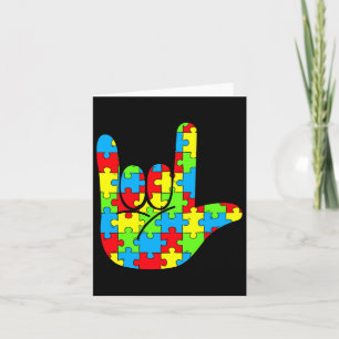 Tarjeta Mamá papá ama al Rótulo Idioma Autismo Conciencia