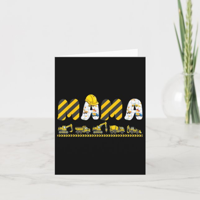Tarjeta Mamá Papá Construcción Cumpleaños Mamá Excavator D (Anverso)