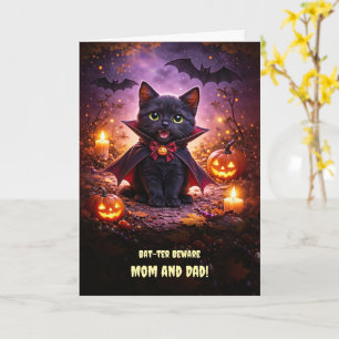 Tarjeta Mamá Papá Padres Feliz Halloween Lindo y Divertido