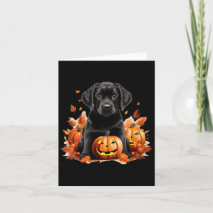 Tarjeta Mamá Papá Perro Labrador Negro Halloween Otoño Div