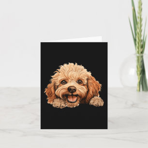 Tarjeta Mamá perro Caniche Toy Papá asomando cachorro