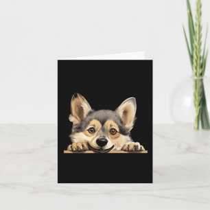 Tarjeta Mamá Perro Vallhund Sueco Papá Espiando Cachorro