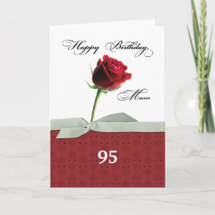 Tarjeta Mamá Personalizable Edad 95 cumpleaños Rosa Roja