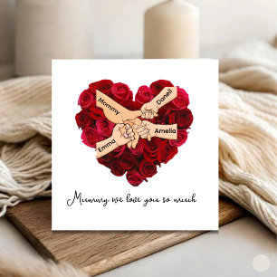 Tarjeta Mamá Personalizada De Kids Love Heart Día de la Ma