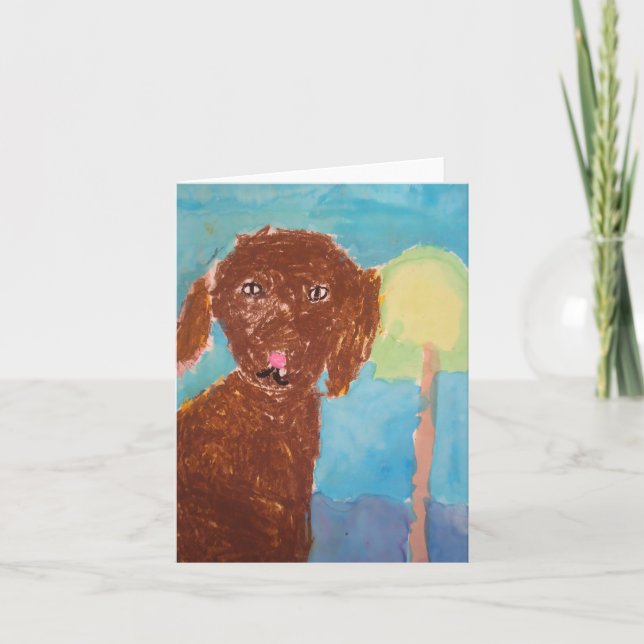 Tarjeta "Mamá, ¿podemos conseguir un perro? (Acuarela y bo (Anverso)