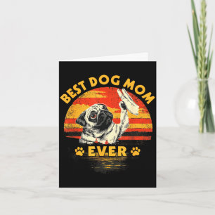 Tarjeta Mamá pug puesta de sol retro divertido perro día d