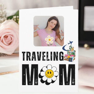 Tarjeta Mamá Retro Viajando Foto de Viaje Divertida y Boni