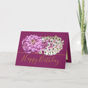 Tarjeta Mamá rosa y orquídeas blancas Bouquet floral Cumpl