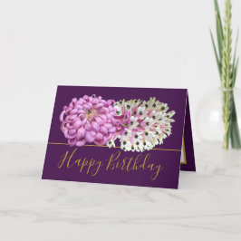 Tarjeta Mamá rosa y orquídeas blancas Bouquet floral Cumpl