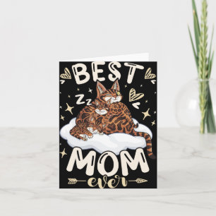 Tarjeta Mamá Siempre, Gato Bengalí 2 Gatitos, Día de la Ma