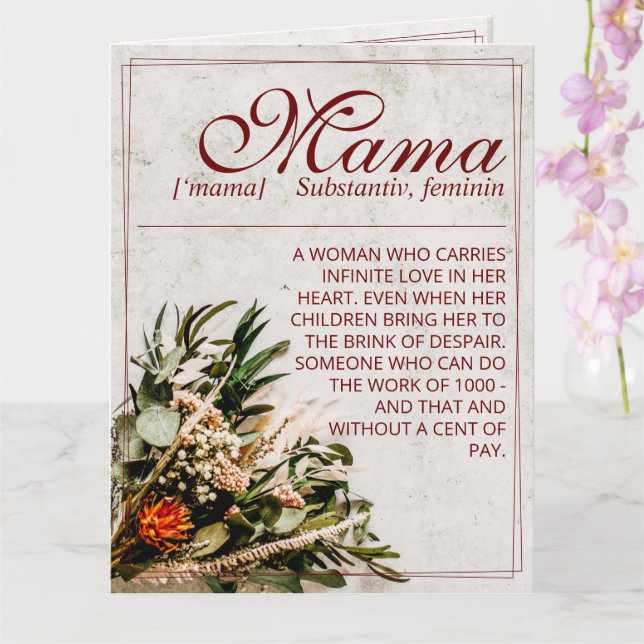 Tarjeta Mamá - simplemente irremplazable - Bouquet (Orquídea)