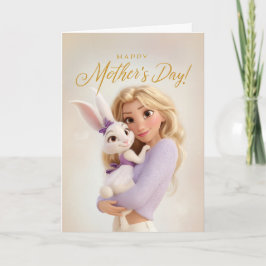 Tarjeta Mama Snuggling Her Baby Bunny Mother's Day Card