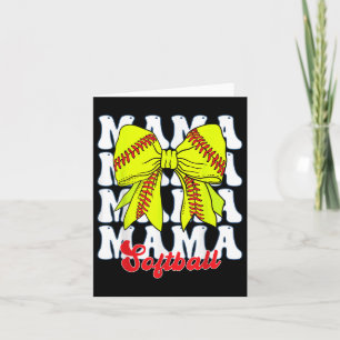 Tarjeta Mama Softball Coquette Bow Game Day Softball Mola