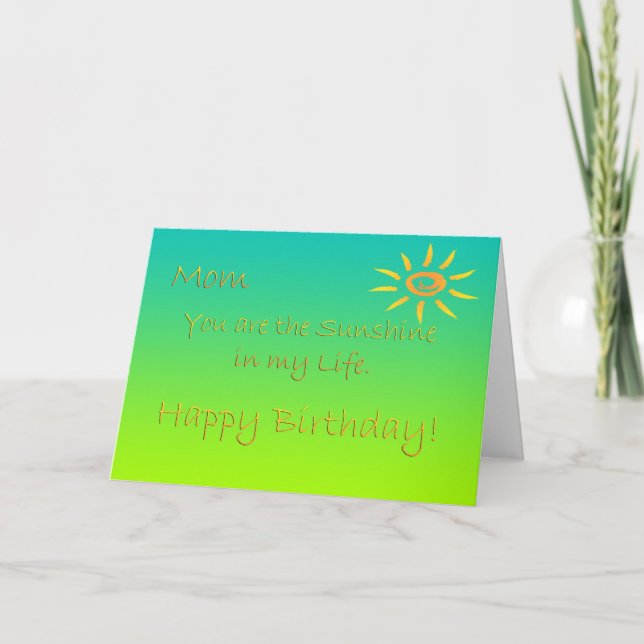 Tarjeta Mamá Sunshine de mi vida (Anverso)