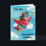 Tarjeta Mamá Superhéroe Personalizada<br><div class="desc">Celebra la fuerza extraordinaria y el amor de las madres con nuestra cautivadora tarjeta del Día de la Madre que presenta a una mamá superheroína y su hijo en vuelo, simbolizando el vínculo irrompible entre madre e hijo, y honrando la notable resiliencia y determinación de las madres en todas partes....</div>
