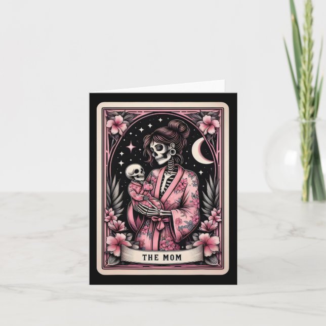 Tarjeta Mamá Tarot Día de la Madre Skeleton Rosa B (Anverso)