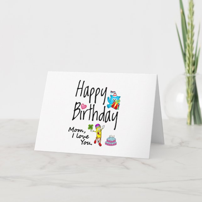 Tarjeta Mamá te quiero. Feliz cumpleaños. (Anverso)