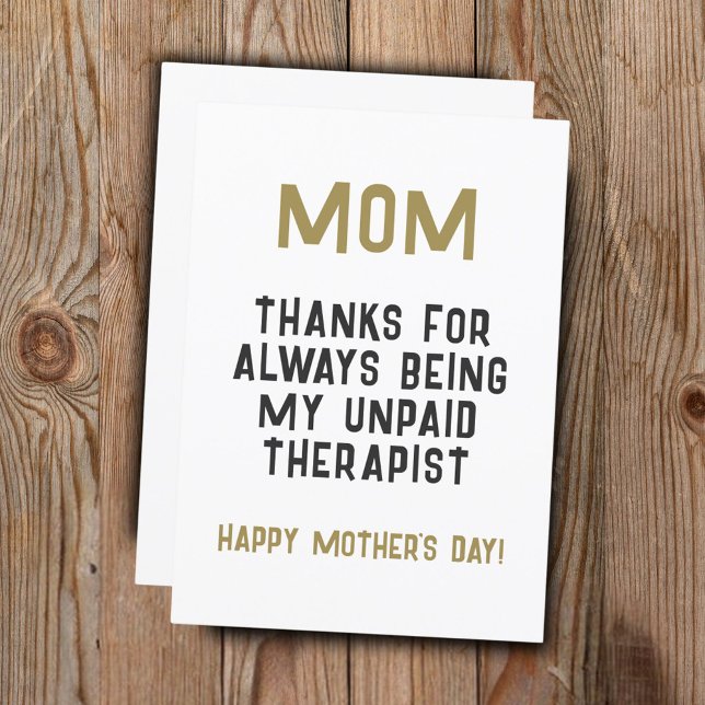 Tarjeta Mamá, un humor gracioso para terapeuta no remunera (Subido por el creador)