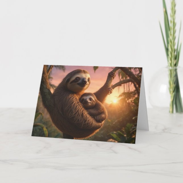 Tarjeta Mama y Baby Sloth (Anverso)
