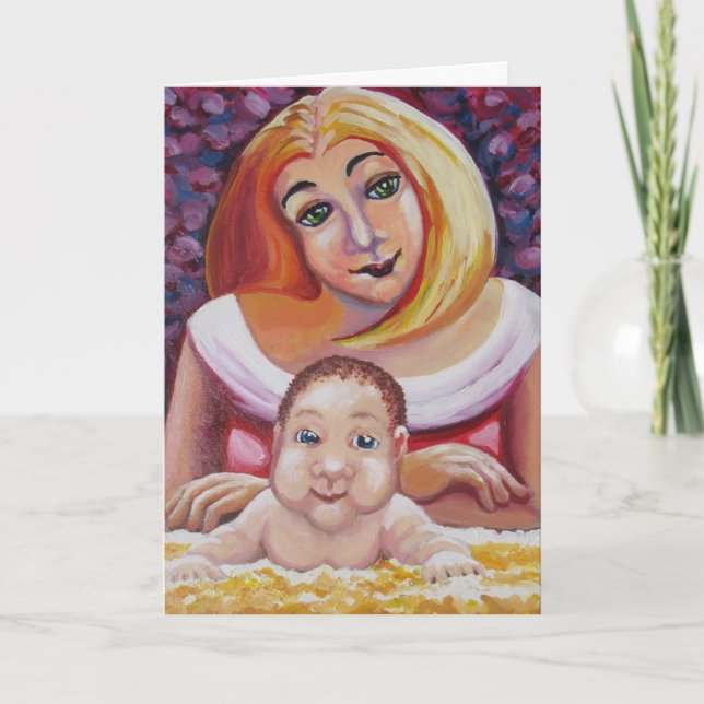 Tarjeta Mamá y bebé - Día de la Madre (Anverso)