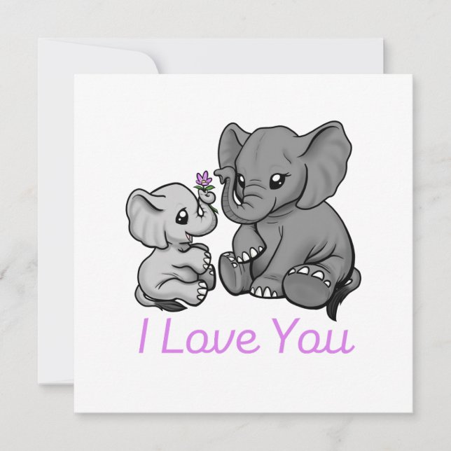 Tarjeta "Mamá y Elefante Bebé" (Anverso)