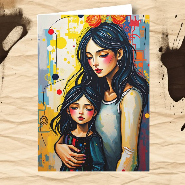 Tarjeta Mamá y hija | Día de la madre (Subido por el creador)